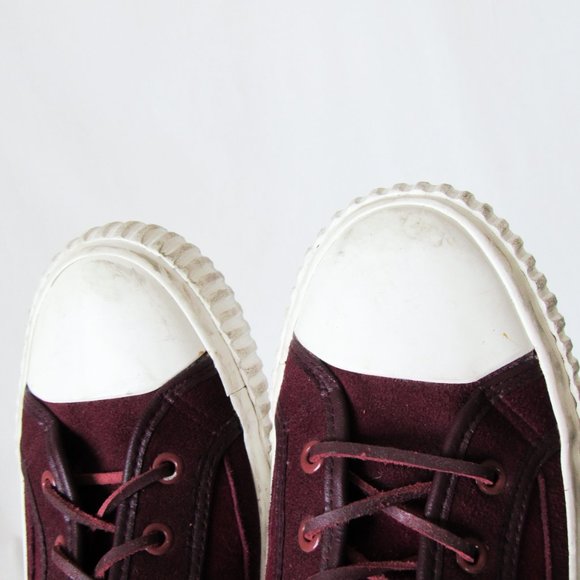 BATA BULLETS Hi Top Wool Leather Sneakers in Maroon Red Size Mens 8, Womens 9 - Picture 8 of 16